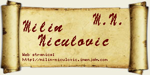 Milin Niculović vizit kartica